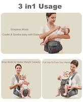 Sunveno 3 1 Ergonomic Baby Carrier with Hip Seat for Newborns and Toddlers 20 lbs Up Large Weight Capacity All Season Use