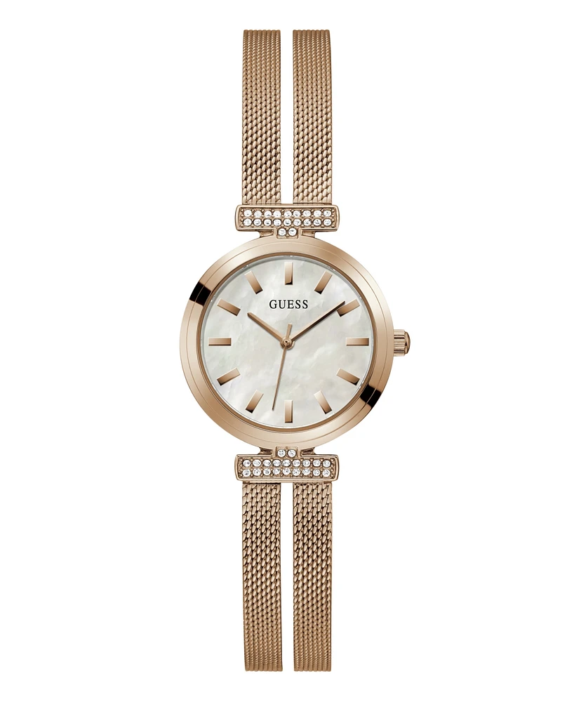 Guess Women's Analog Rose Gold Tone Stainless Steel and Mesh Watch, 28mm