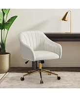 WestinTrends Upholstered Velvet Swivel Vanity Office Chair With Wheels