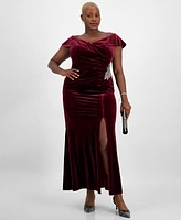 Alex Evenings Plus Off-The-Shoulder Velvet Gown