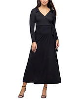 24seven Comfort Apparel Women's Comfortable Collared Wrap Maxi Dress