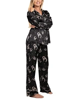 Midnight Bakery Women's 2-Pc. Satin Printed Pajama Set