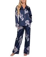 Midnight Bakery Women's 2-Pc. Satin Printed Pajama Set