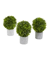 Slickblue Mini Boxwood Topiary Artificial Plant for Elegant Home Decor (Set of 3)