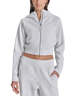 Dkny Sport Women's Full-Zip Cropped Fleece Hoodie