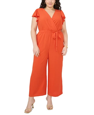 Vince Camuto Plus Size V-Neck Flutter-Sleeve Jumpsuit