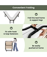 Sugift Twin Size Folding Bed with Foam Mattress and Lockable Wheels