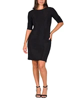 24seven Comfort Apparel Women's Elbow Length Sleeve Bodycon Mini Party Dress
