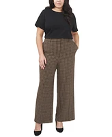 Vince Camuto Plus Plaid High Rise Wide-Leg Pants