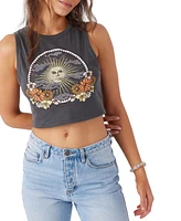 O'Neill Juniors' Mystic Sun Graphic Cotton Cropped Top