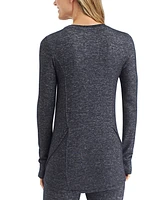 Cuddl Duds SoftKnit Crewneck Thumbhole-Cuff Top