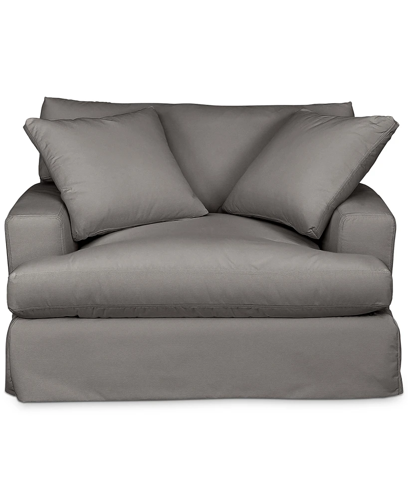 Brenalee 53" Performance Fabric Slipcover Chair and ½ with Two Pillows