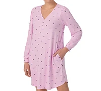 Ellen Tracy Women's Long Sleeve Short Sleepshirt