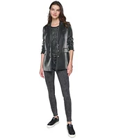 Karl Lagerfeld Paris Womens Metallic Blazer Embellished T Shirt Super Stretch Skinny Jeans