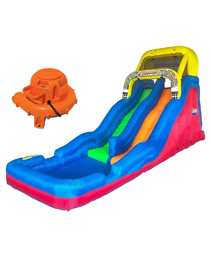 Banzai Double Drop Raceway 2 Lane Inflatable Outdoor Water Slide & Climbing Wall