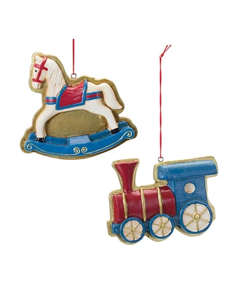 Slickblue Rocking Horse And Toy Train Ornament (Set of 12)