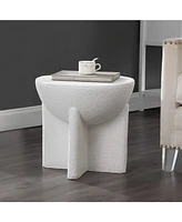 Jonathan Y Brady 16.25" Minimalist Modern Drum Indoor/Outdoor Accent Table, White Frosted
