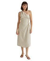 Crescent Women's Aura One Shoulder Flax Linen Midi Dress