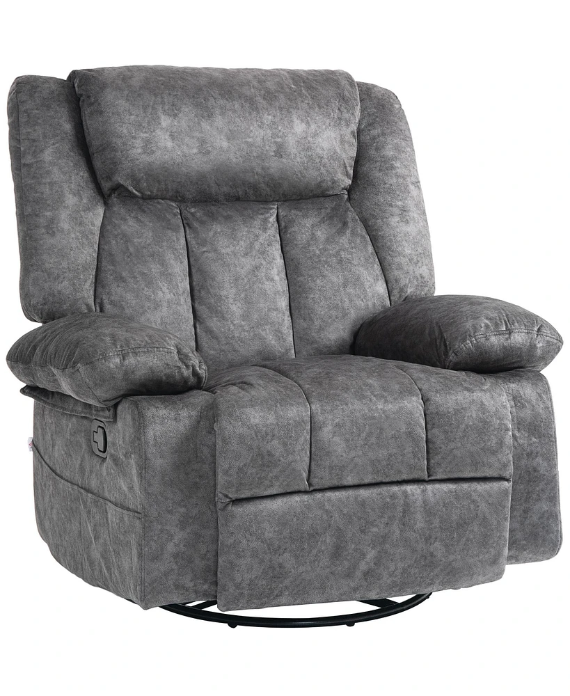 Homcom Recliner Chair, Swivel Rocker Chair for Nursery, Charcoal Gray