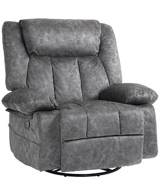 Homcom Recliner Chair, Swivel Rocker Chair for Nursery, Charcoal Gray