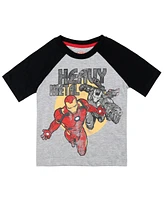 Avengers Boys Marvel Spider-Man Black Panther Iron Man Hulk Captain America 2 Pack Graphic T-Shirts to