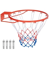 Costway 18" Basketball Rim Wall Door Mounted Basketball Hoop with All Weather Net