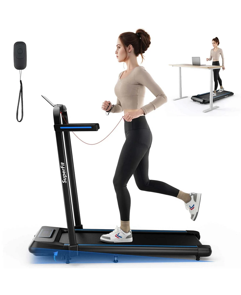 Costway 2 1 Folding Treadmill with Incline Remote Control App and Led Display