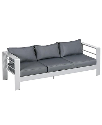 Outsunny Patio Furniture with Cushions, Aluminum Outdoor Sofa, Navy Blue