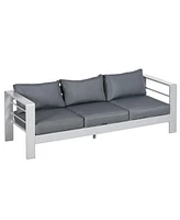 Outsunny Patio Furniture with Cushions, Aluminum Outdoor Sofa, Navy Blue