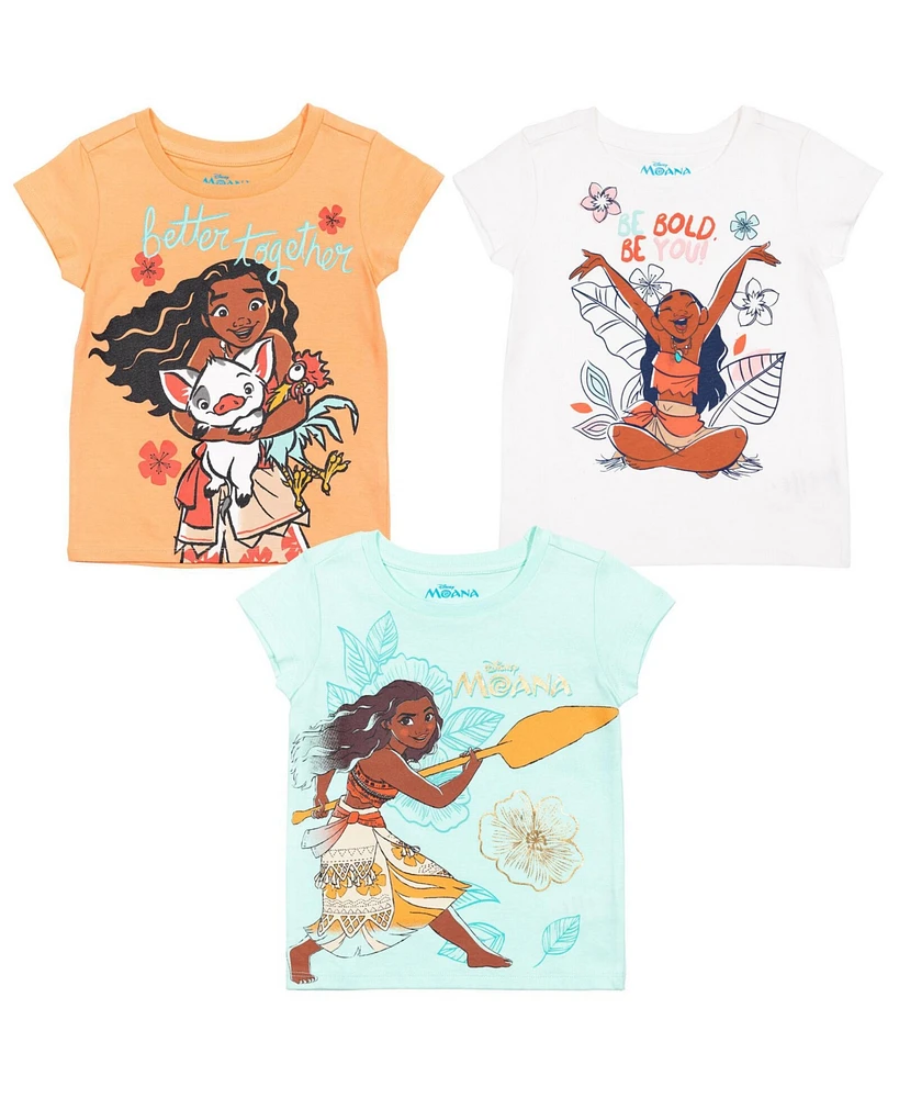 Disney Girls Princess Moana [SizeRangeDescription1] 3 Pack Graphic T-Shirts [SizeDescription1]