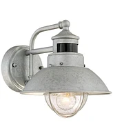 John Timberland Oberlin Rustic Industrial Farmhouse Outdoor Barn Light Fixture Galvanized Dusk to Dawn Motion Sensor 9" Clear Seedy Glass for Exterior