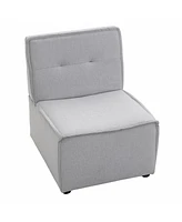 Homcom Modern Modular Chair Armless Fabric Seating Lounge Sofa for Living Room, Grey