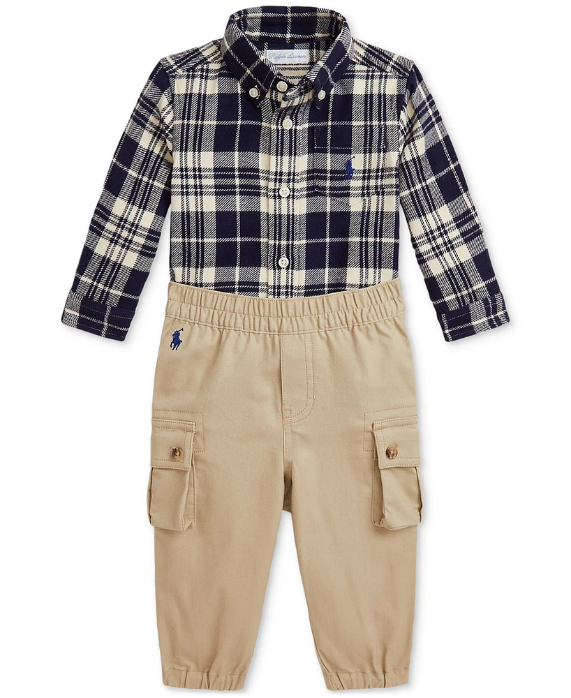 Polo Ralph Lauren Baby Plaid Shirt & Cargo Pants Set