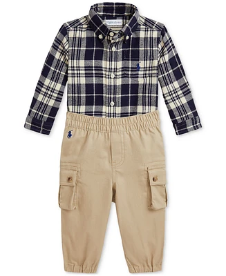 Polo Ralph Lauren Baby Plaid Shirt & Cargo Pants Set