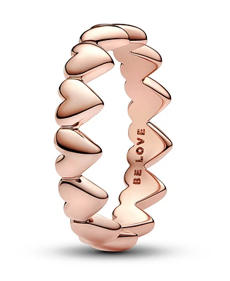 Pandora 14k Rose Gold-plated Row of Hearts Ring