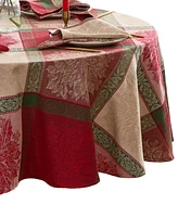 Elrene Prestige Poinsettia Jacquard Round Tablecloth, 70"