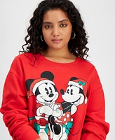 Disney Trendy Plus Size Mickey and Minnie Graphic Print Sweatshirt