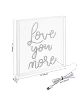 Jonathan Y Love You More Square Contemporary Glam Acrylic Box Usb Operated Led Neon Light