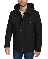 Cole Haan Men's Full-Zip Twill Field Jacket with Removable Hood