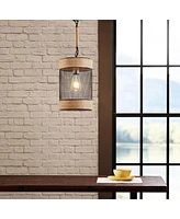 Streamdale Furniture Orion Natural Rope And Metal Mesh Cylinder Pendant