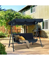 Streamdale Furniture 3-Seat Outdoor Swing Chair with Canopy, Black