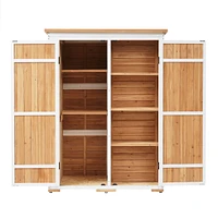 Wood Storage Shed with Lockable Doors, Waterproof Roof