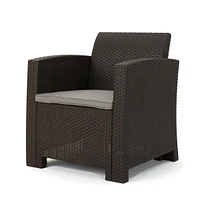 Modern Outdoor Chat Set Wicker Resin, Comfortable Cushions, Seating for Four