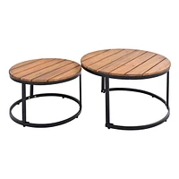 6-Piece Outdoor Sectional Sofa Set with Round Coffee Tables and Cushioned Seating
