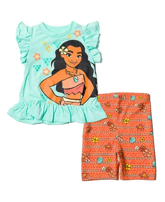 Disney Girls Moana Winnie the Pooh Lion King Pixar Toy Story Lilo & Stitch T-Shirt Shorts Outfit Set to