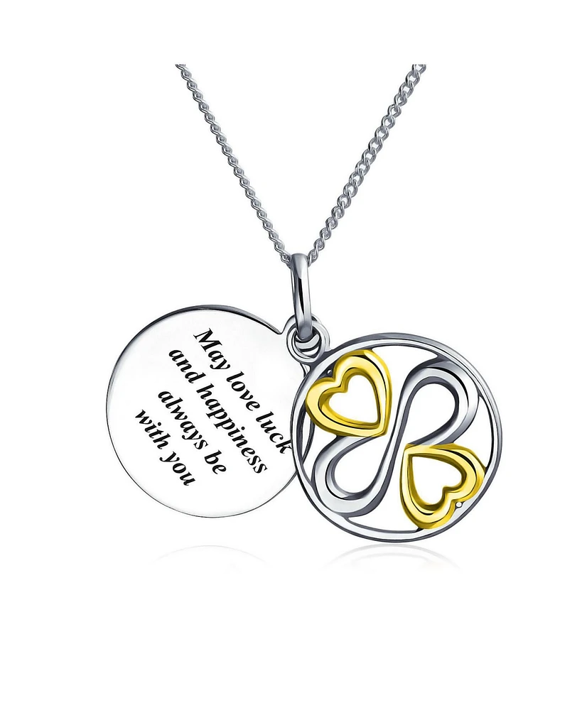 Bling Jewelry May Love Luck Happiness Be always With You Bff Inspirational Pendant Necklace For Graduation Gift 2 Tone Sterling Silver