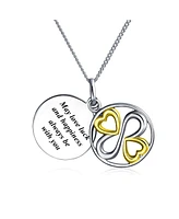 Bling Jewelry May Love Luck Happiness Be always With You Bff Inspirational Pendant Necklace For Graduation Gift 2 Tone Sterling Silver