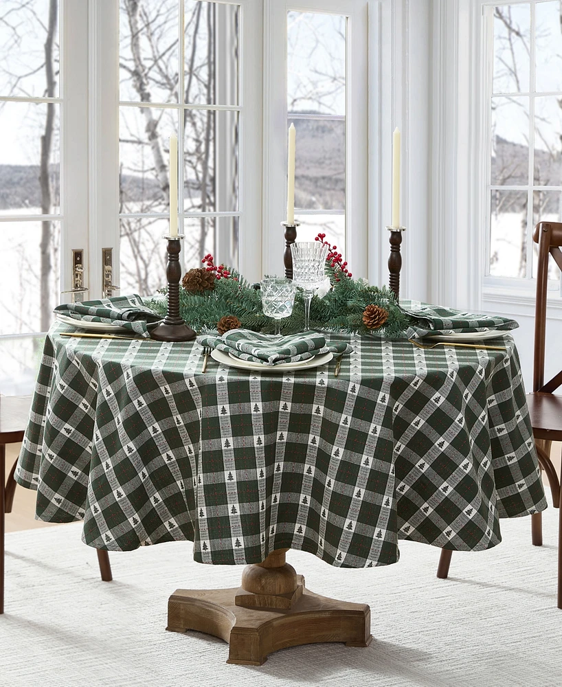 Elrene Sherwood Tree Dobby Cotton Round Tablecloth, 70"x 70"