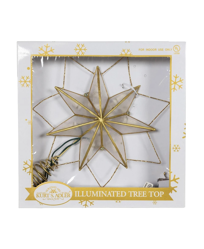 Kurt Adler 9.45-Inch Ul 10-Light 7-Point Gold Glittered Capiz Star Tree Topper