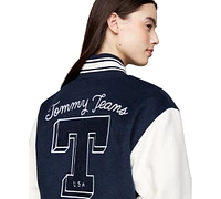 Tommy Jeans Women's Snap-Front Letterman Jacket